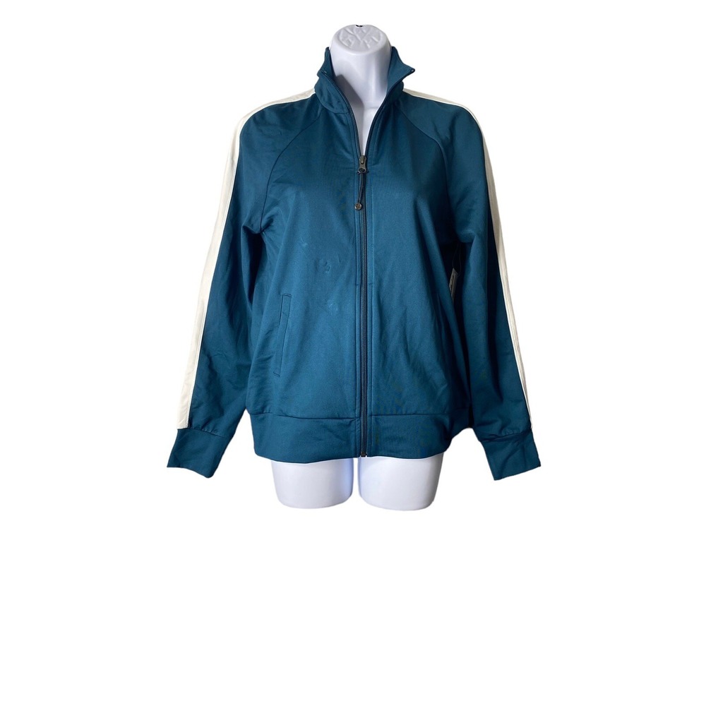 Zella Womens Jacket Green White Full Zip Athletic Track Active‎ Long Sleeve XS